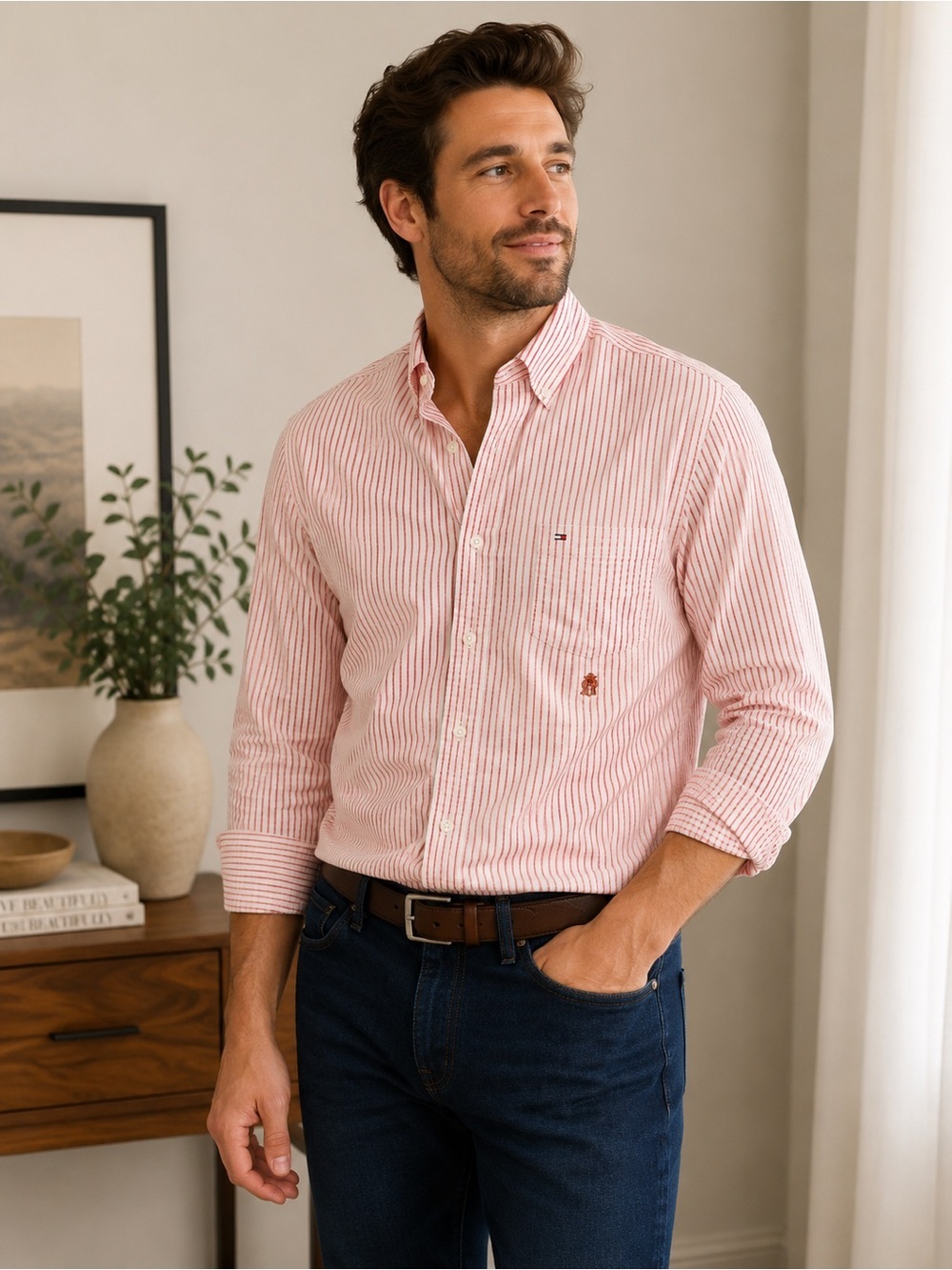 Like New Vintage Tommy Hilfiger Striped Button-Down Shirt – Size M